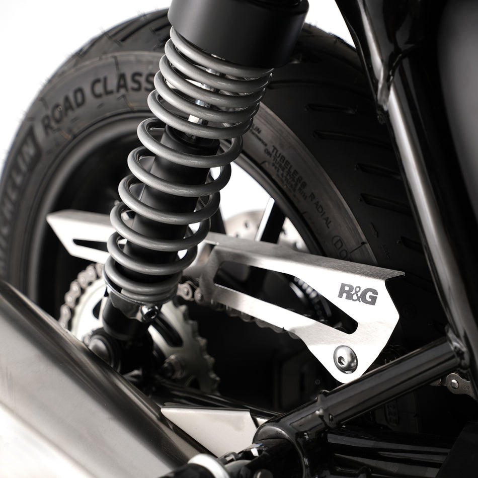 Chain Guard for Triumph Street Twin '16-, Street Cup '17-, Triumph Bonneville T-120 '16- & Speed Twin 900 '22- '24 models.
