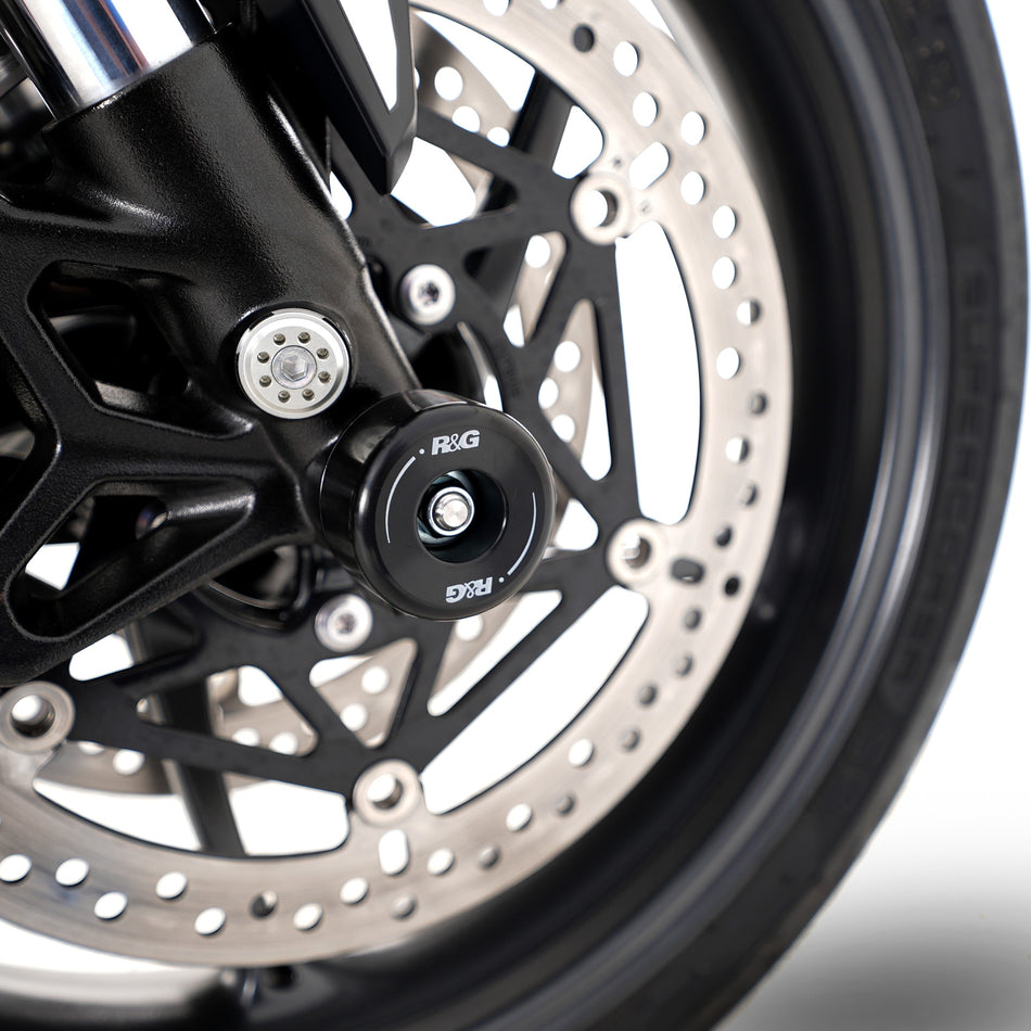 Fork Protectors for the Triumph Daytona 675 '13-, Daytona 660 '24-, Street Triple RX '15-, Street Triple R/S/RS 765 '17-, Daytona Moto2â„¢ 765 '20- '24, Trident 660 '21- '24 & Tiger 660 Sport '22- '24