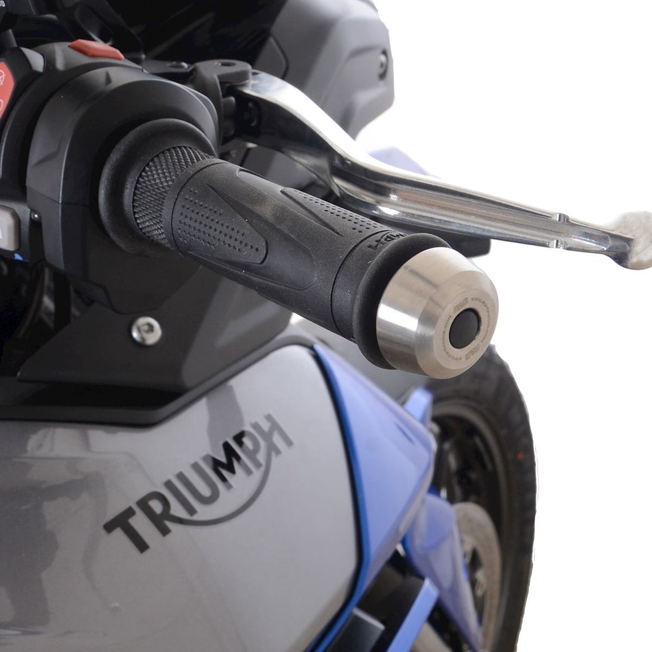 R&G Stainless Steel Bar Ends for the Triumph Tiger 850Sport '21-,900Rally Pro & GT Pro'24- (no handguards)  & Speed Triple 1200 RS '21- (With bar-end mirrors)