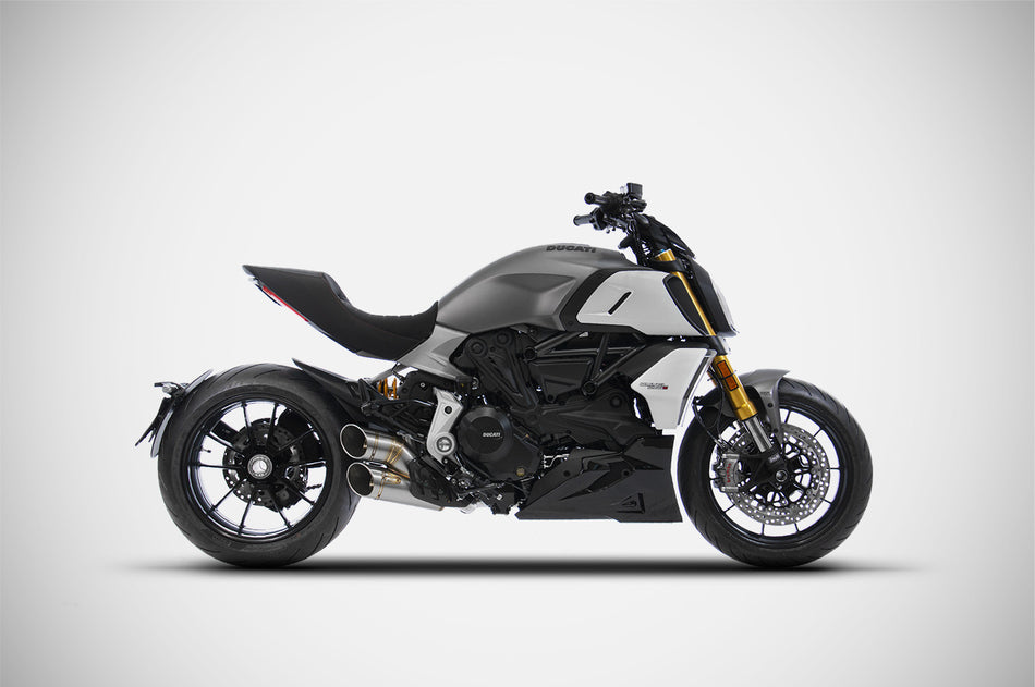 DUCATI DIAVEL 1260 EXHAUST | SLIP-ON KIT (20-21) : End Cap - Stainless Steel, Exhaust Material - Stainless Steel, Homologated / Racing - Racing, Sleeve - Stainless Steel, Type - Kit