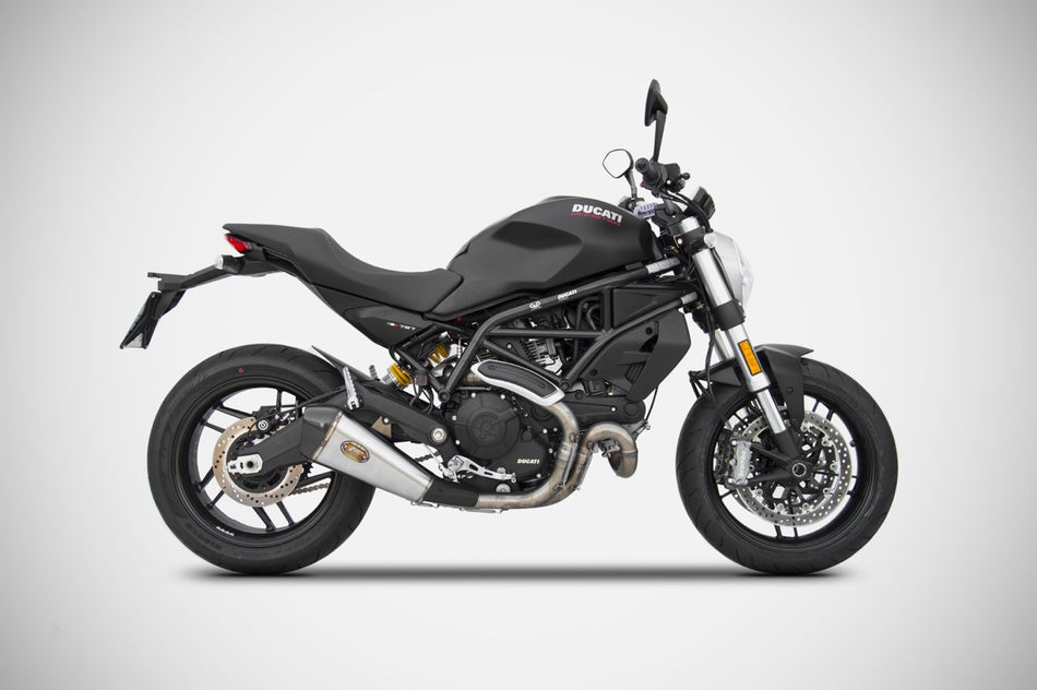 DUCATI MONSTER 797 EXHAUST | SLIP-ON (17-19) : End Cap - Carbon Fiber, Exhaust Material - Stainless Steel, Homologated / Racing - Homologated, Sleeve - Stainless Steel, Type - Slip On
