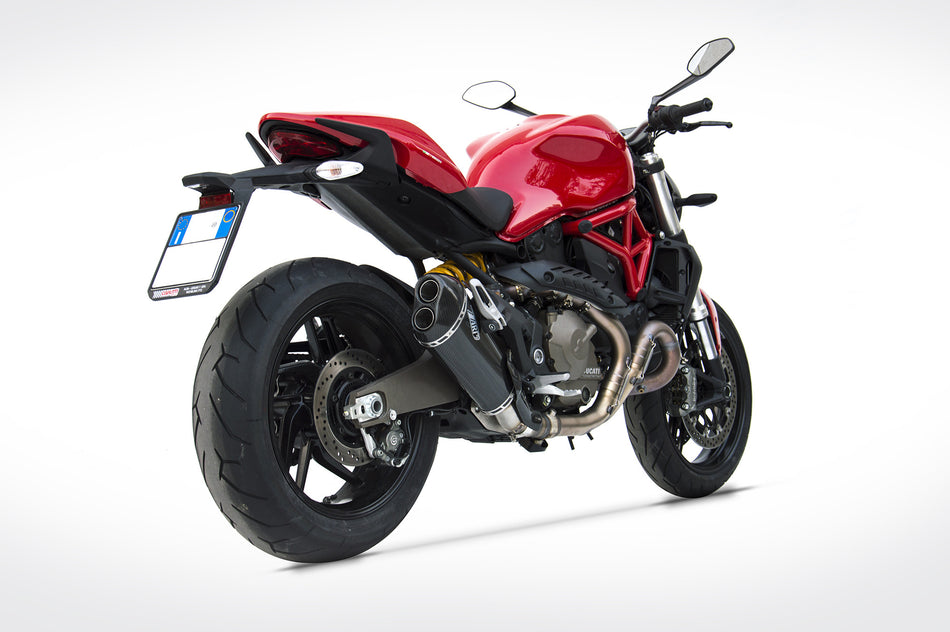 DUCATI MONSTER 821 EXHAUST | SLIP-ON (15-17) : End Cap - Carbon Fiber, Exhaust Material - Stainless Steel, Homologated / Racing - Racing, Sleeve - Carbon Fiber, Type - Slip On