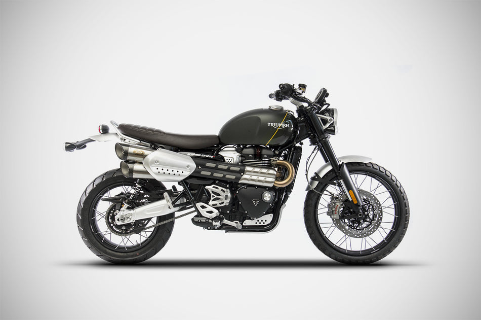 TRIUMPH SCRAMBLER 1200 EXHAUST | SLIP-ONS (19-20) : End Cap - Carbon Fiber, Homologated / Racing - Racing