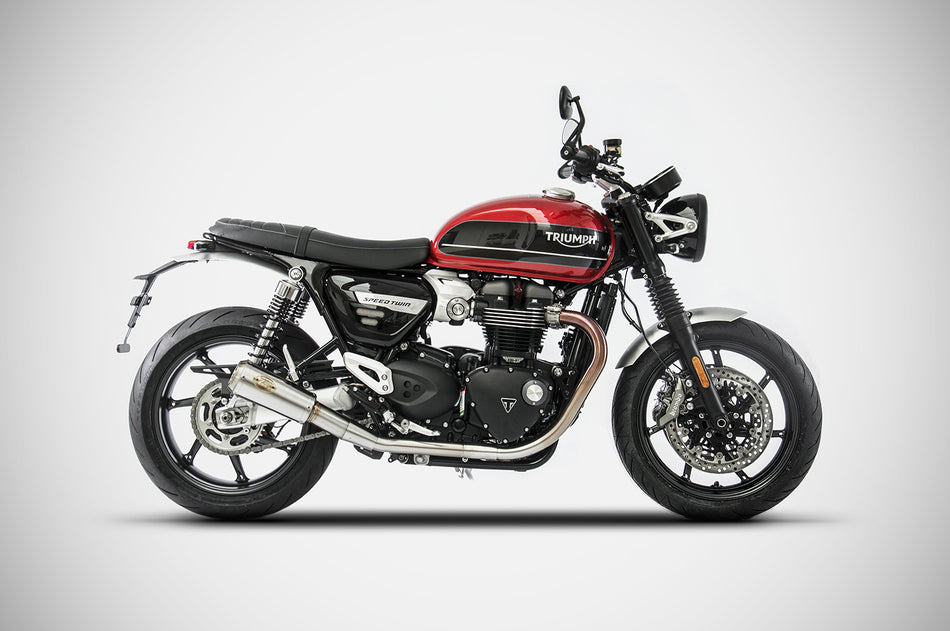 TRIUMPH SPEED TWIN 1200 EXHAUST | "SP" SLIP-ONS (19-20) : End Cap - Stainless Steel, Homologated / - Homologated